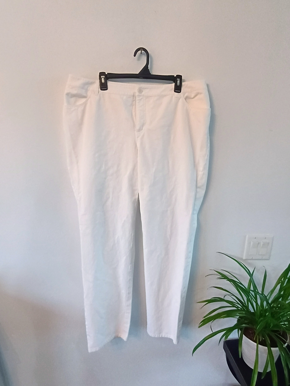 Lafayette 148 New York Womens 18W White Stretch Cotton Straight Leg Pants